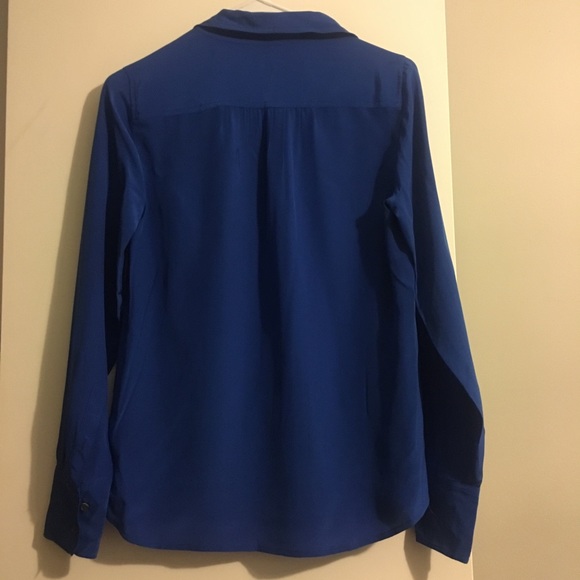 J.Crew Royal Blue Silk Blythe Blouse Size 0 - Picture 2 of 5